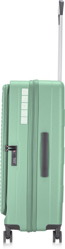 Unisex hardshell koffer voor veilig reizen, met laptopvak en stevige constructie.