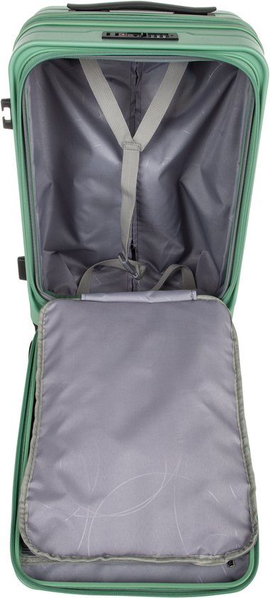 Hoogwaardige hardshell koffer Vienna, met laptopvak, TSA slot en 360 graden wielen voor comfort.