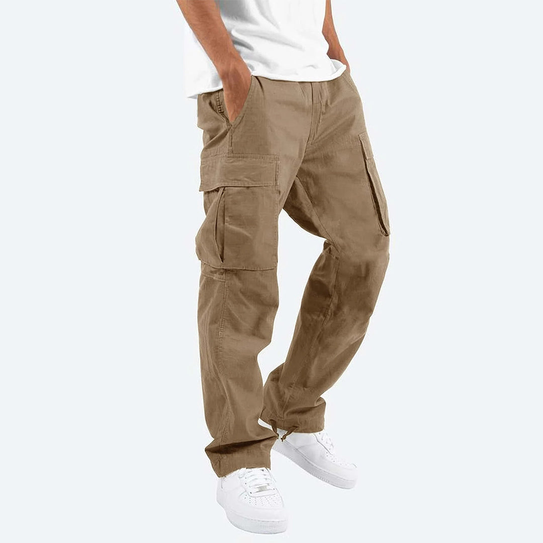 Groene casual heren cargobroek, met relaxed fit en elastische tailleband, dagelijks comfort.
