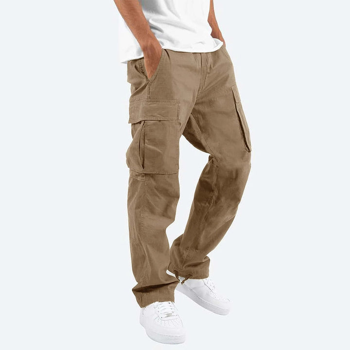 Groene casual heren cargobroek, met relaxed fit en elastische tailleband, dagelijks comfort.