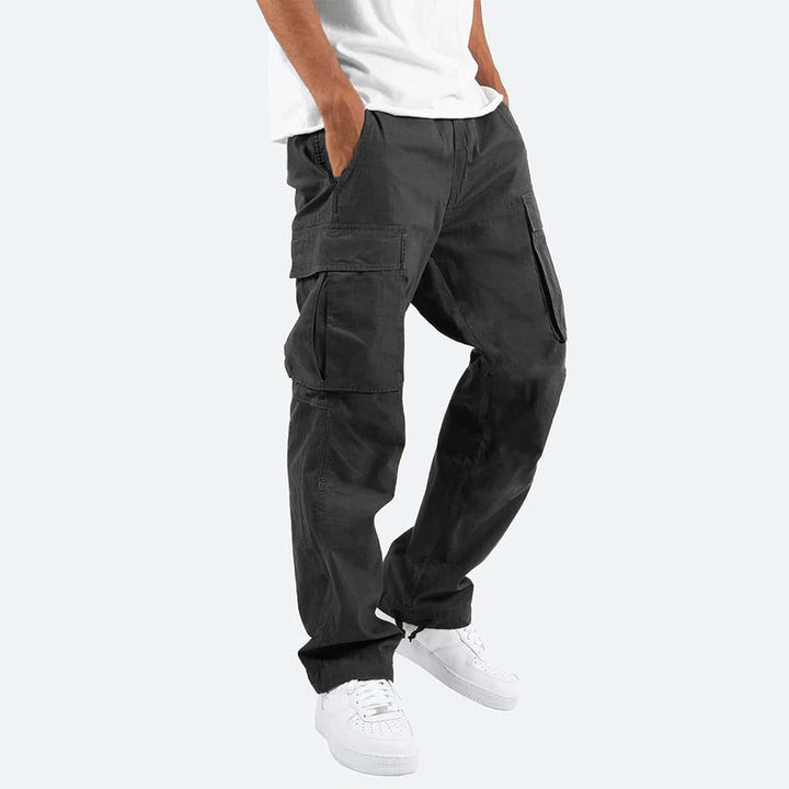 Grijze casual cargobroek voor heren, comfortabele pasvorm, perfect voor elke dag.