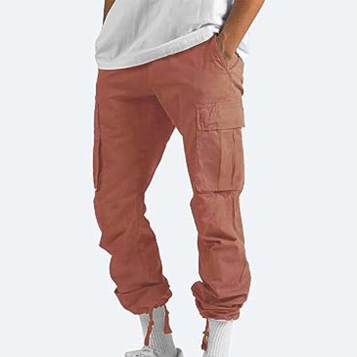 Stijlvolle grijze heren cargobroek, relaxed fit, met zijzakken, perfect voor een casual look.