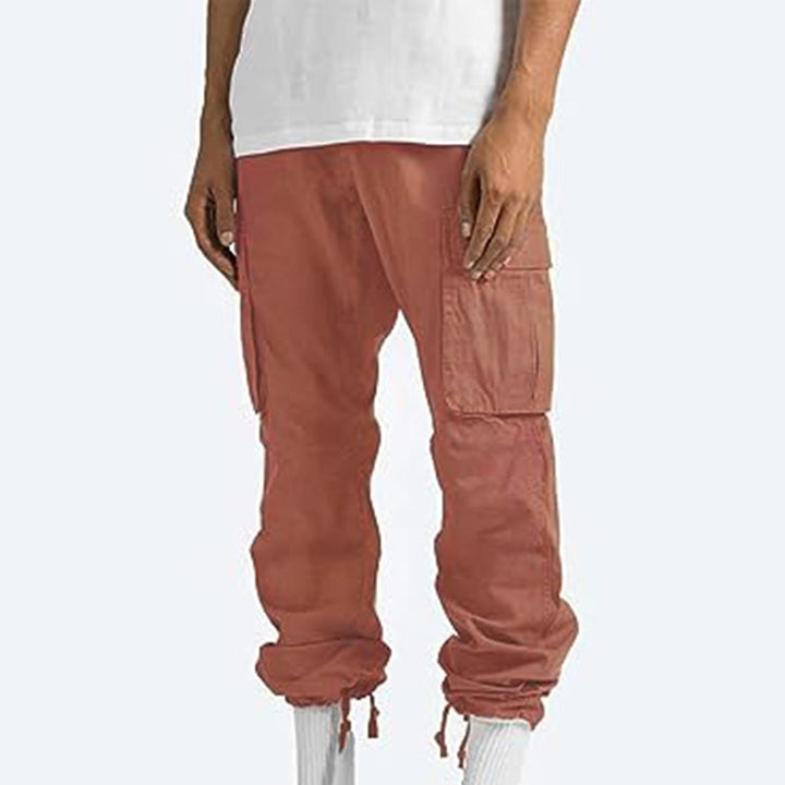 Groene heren cargobroek, urban stijl, met trekkoord en elastische taille voor ultiem comfort.