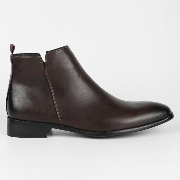 Premium uitstraling: donkergrijze herenlaarzen, chelsea model met subtiele ritsdetails.