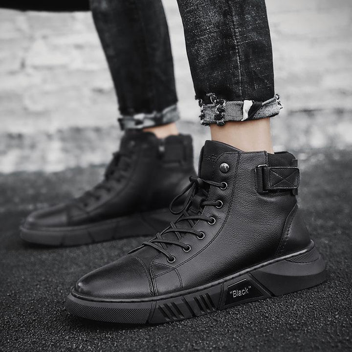 Zwarte heren hoge sneakers, comfortabel & stevig, ideaal voor dagelijks gebruik en een moderne casual stijl.