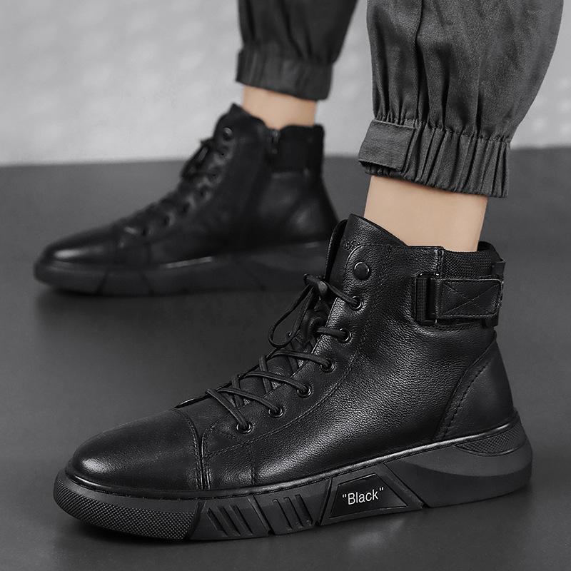 Casual herensneakers voor dagelijks gebruik, hoge zwarte schoenen die comfort & stevigheid bieden voor elke activiteit.