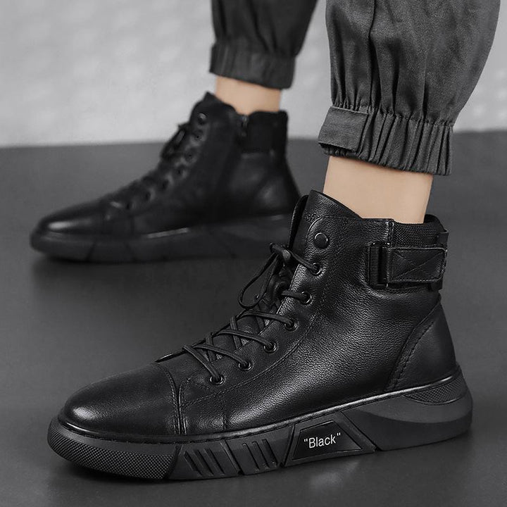 Casual herensneakers voor dagelijks gebruik, hoge zwarte schoenen die comfort & stevigheid bieden voor elke activiteit.