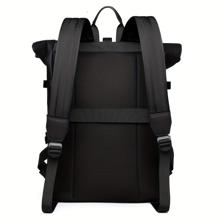 Comfortabele grijze heren rugzak, waterdicht, met laptopvak en veel organisatie voor school/reizen.