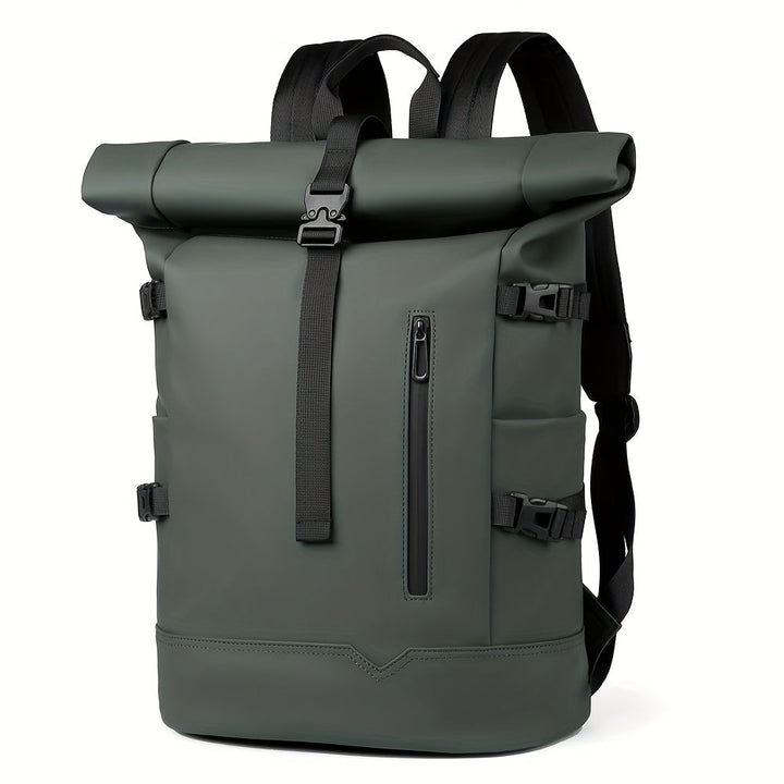 Assortiment heren rugzakken in zwart, grijs, groen, met waterdicht design en laptopvak voor dagelijks gebruik.