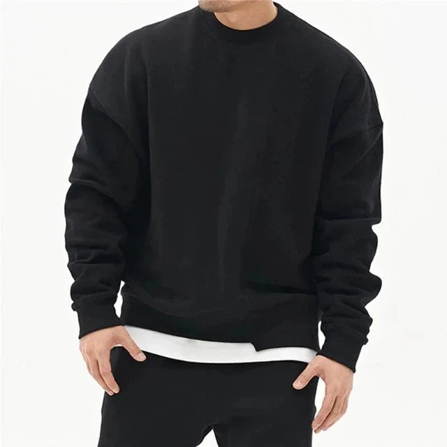 Comfortabele oversized heren sweater met ronde hals, perfect voor relaxte streetwear winter outfits.