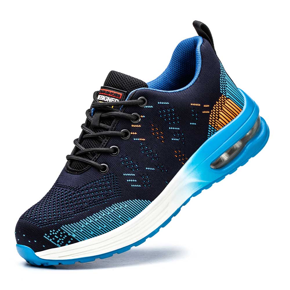 Sportieve S3 werkschoenen voor heren met stalen neus, anti-slip zool, beschermend en comfortabel.