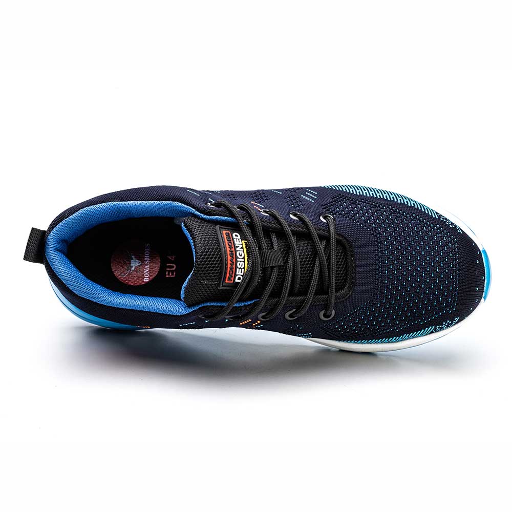 Zwarte veiligheidsschoenen S3 voor mannen, sportieve stijl, met stalen neus en anti-slip zool.