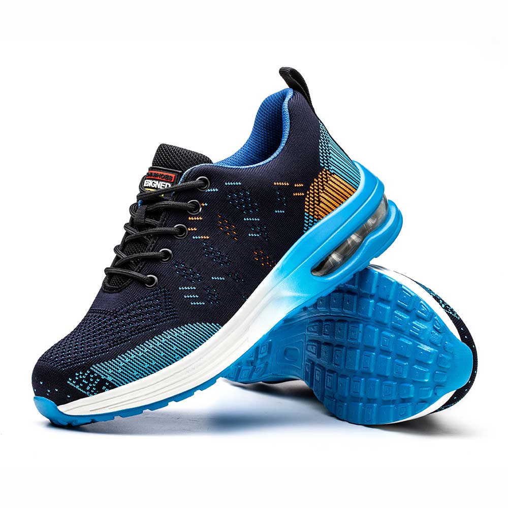 Heren veiligheidsschoenen S3, zwarte sportieve sneakers met stalen neus en beschermende zool.