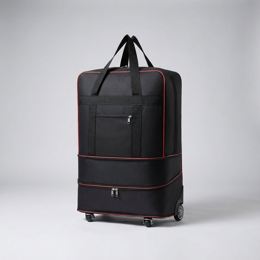 Uitbreidbare RollPacko duffel met wielen, perfect als compacte en ruime opvouwbare bagage.