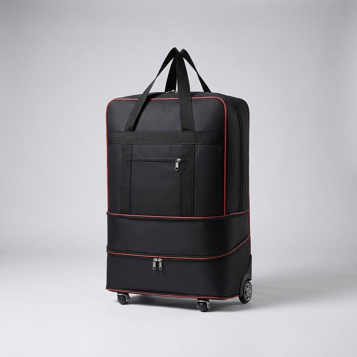 Uitbreidbare RollPacko duffel met wielen, perfect als compacte en ruime opvouwbare bagage.