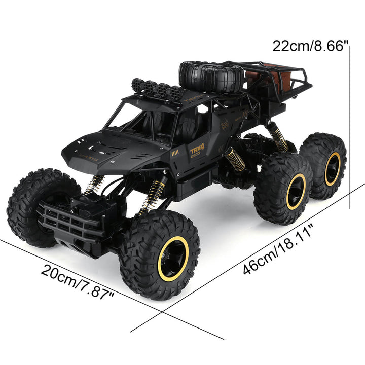 Outdoor speelgoed: RC monster truck 6x6 off-road, robuust en snel, met betrouwbare 2.4GHz besturing.