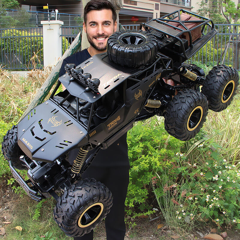 Krachtige 6-wielige RC off-road monster truck voor kinderen en volwassenen; elektrisch, hoge snelheid.