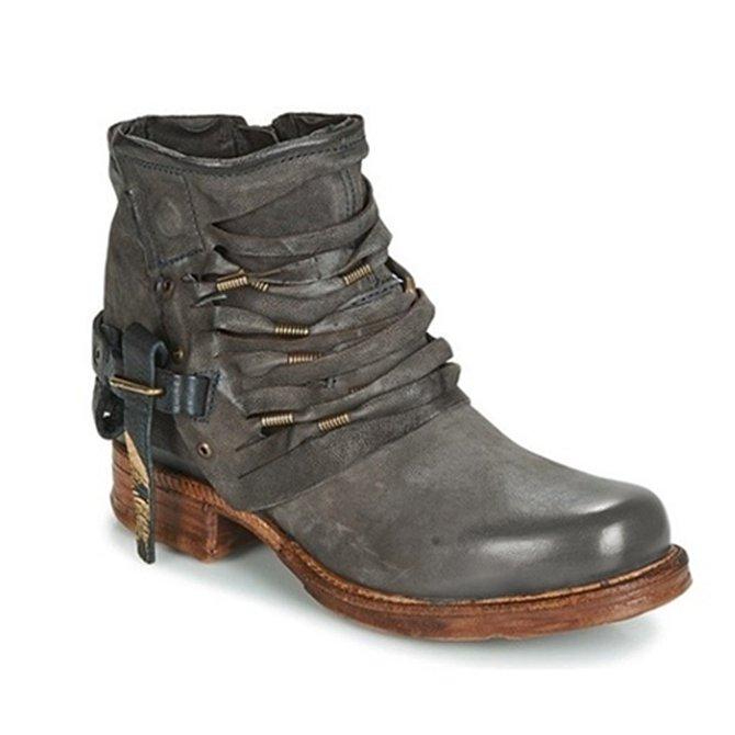 Comfortabele en stijlvolle retro dames enkellaarsjes met blokhak, ritssluiting. Perfecte schoenen voor elke gelegenheid.