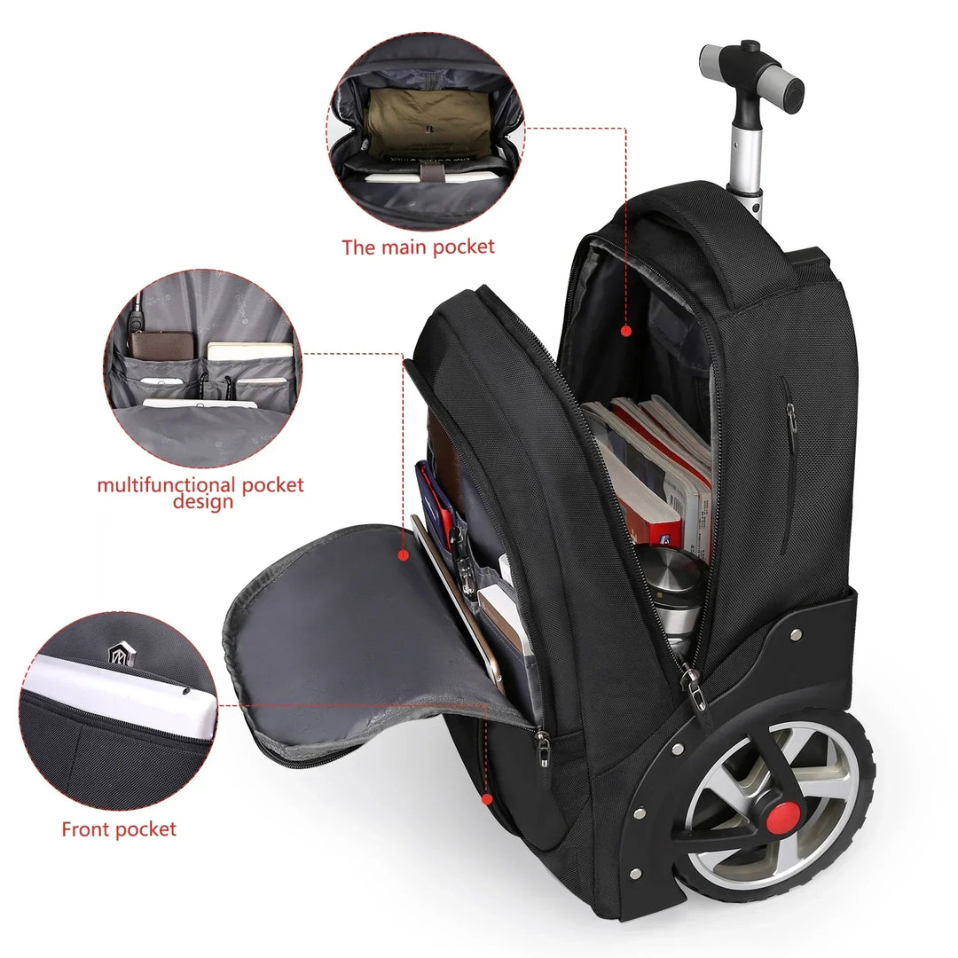 Handige rolbare laptoprugzak Helsinki als handbagage trolley voor zakelijke reizen of weekendtrips.