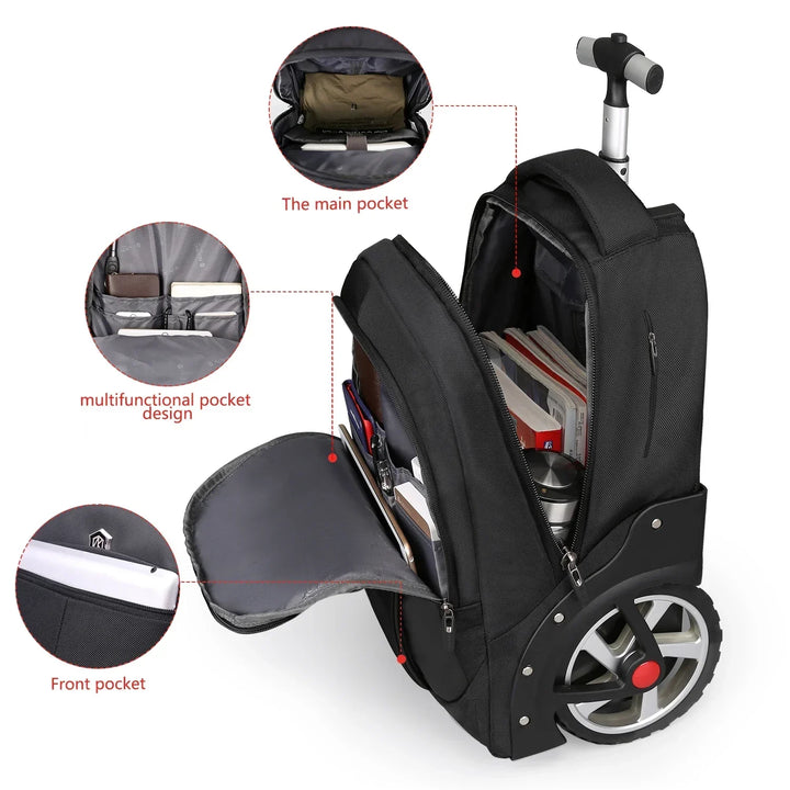 Handige rolbare laptoprugzak Helsinki als handbagage trolley voor zakelijke reizen of weekendtrips.