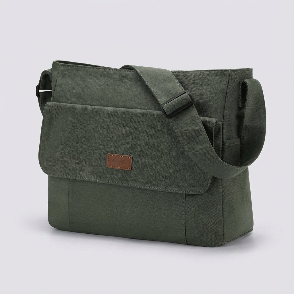 Grijze Satchelix laptoptas (15.6 inch) met verstelbare schouderriem, duurzame en functionele werktas.