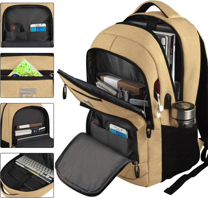 Moderne slimme rugzak voor 15.6 inch laptop, met USB-poort en waterbestendig materiaal.