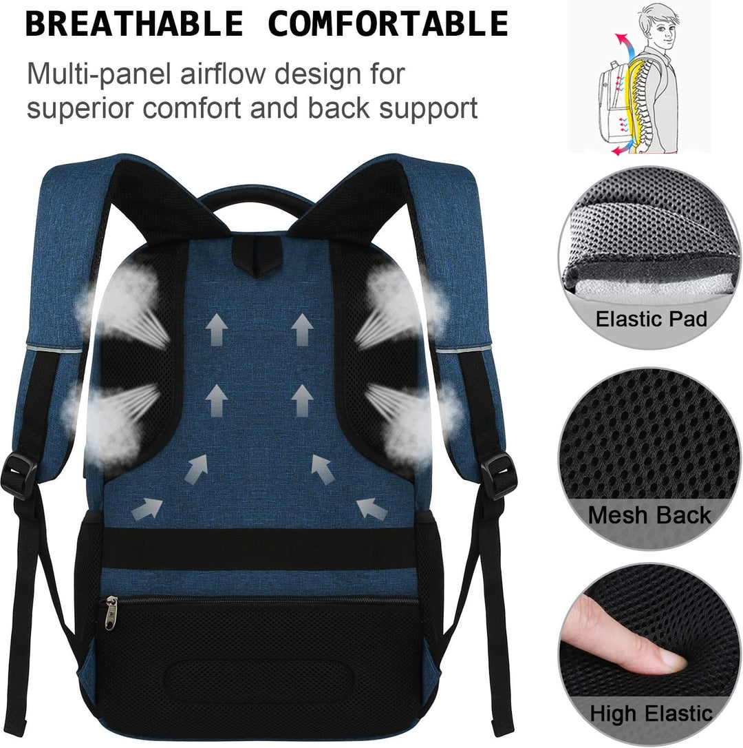 Ergonomische anti-diefstal laptop rugzak, comfortabel voor lange reisdagen of school.