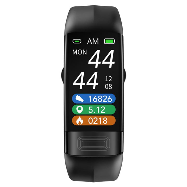 Digitale horloge fitness tracker met duidelijk display toont hartslagmonitoring, ideaal voor sporters.