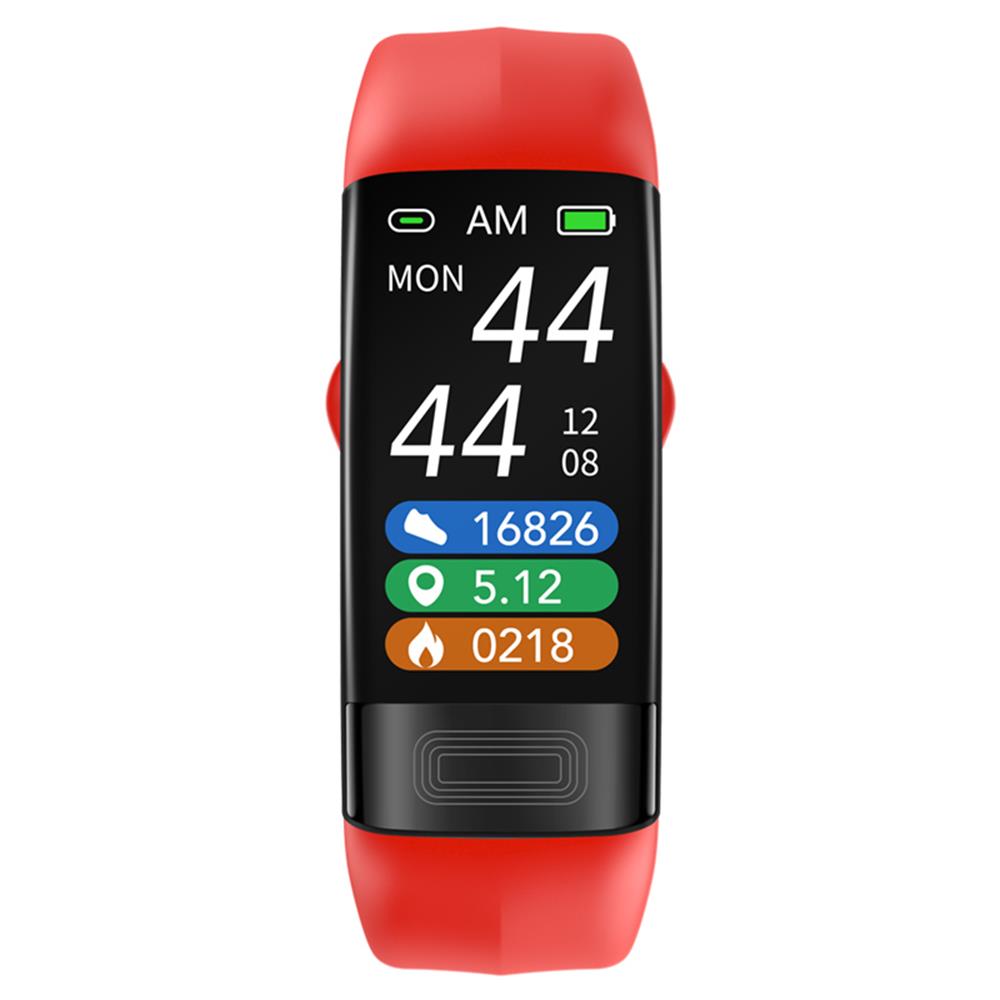 Comfortabele slimme armband met zwart silicone bandje, analyseert slaap en meet bloeddruk en ECG.