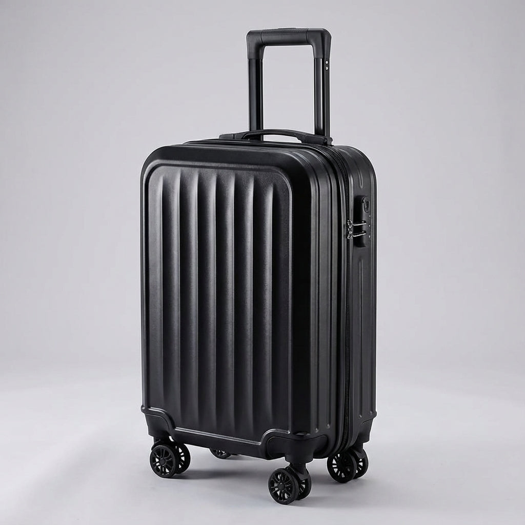Zilveren Traveon geribbelde koffer, stevige hardcase bagage voor vakantie.
