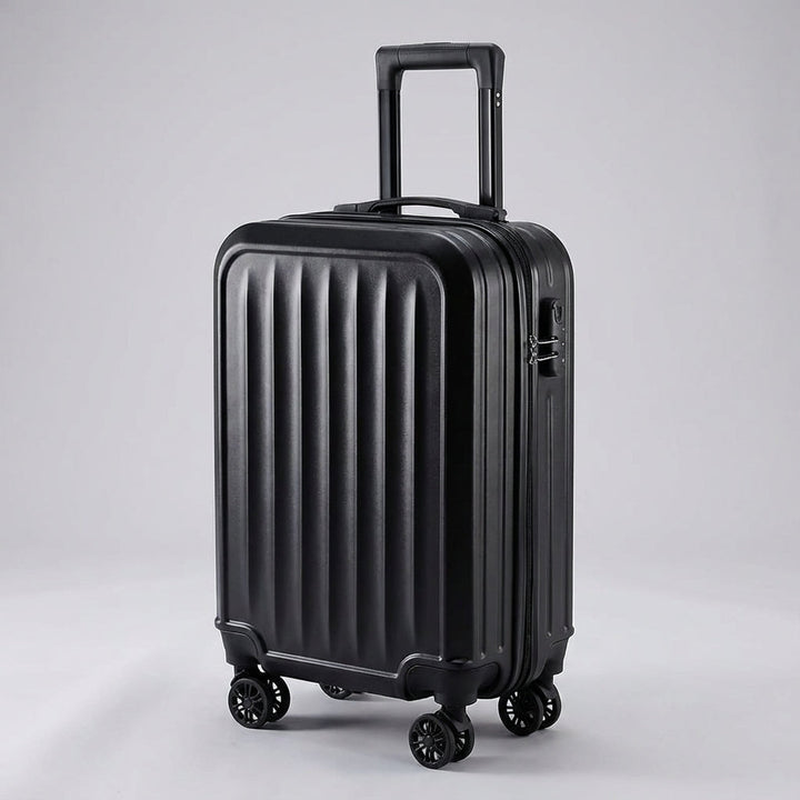 Zilveren Traveon geribbelde koffer, stevige hardcase bagage voor vakantie.