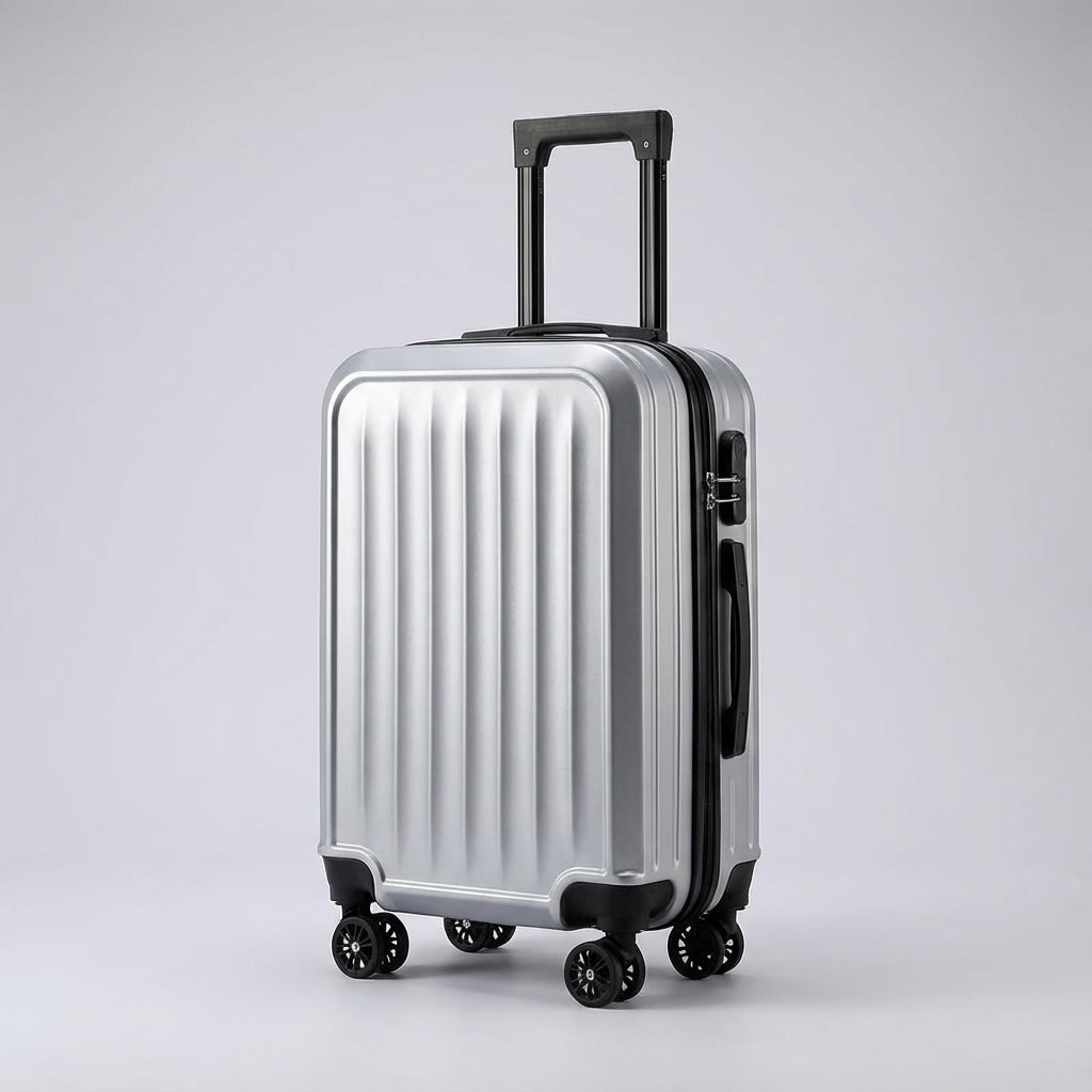 Zwarte geribbelde Traveon koffer, hardcase reisaccessoire voor zorgeloos bagage vervoer.