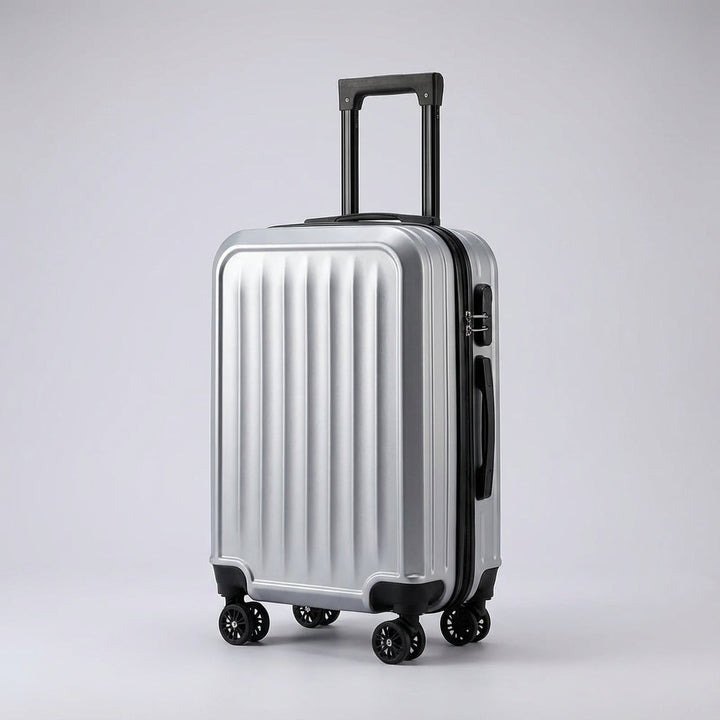 Zwarte geribbelde Traveon koffer, hardcase reisaccessoire voor zorgeloos bagage vervoer.