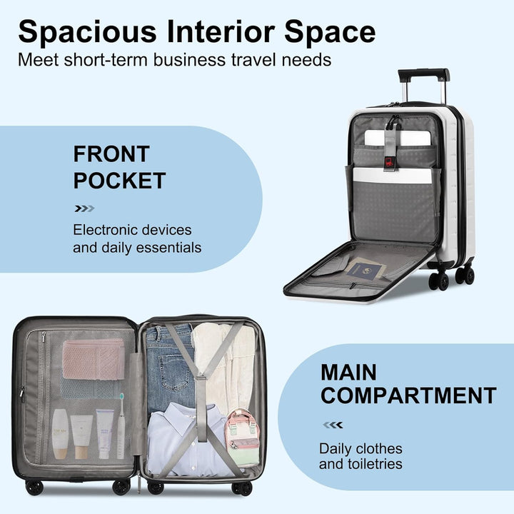 Professionele harde schil bagage, uitbreidbaar, met voorklep en ingebouwd TSA-slot.