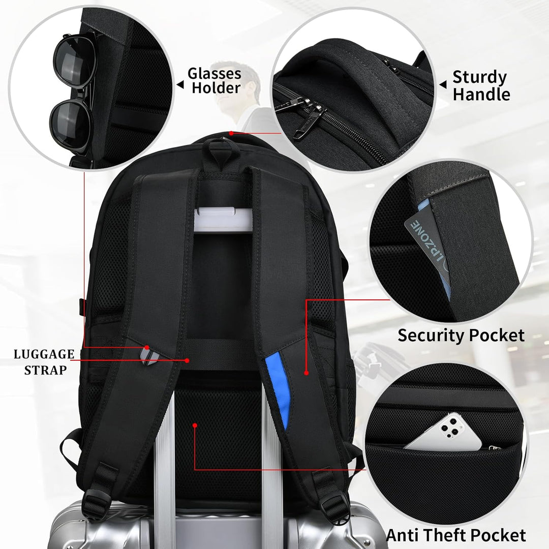 Lichtgrijze unisex laptoprugzak voor school en werk, met veilige anti-diefstal zakken.