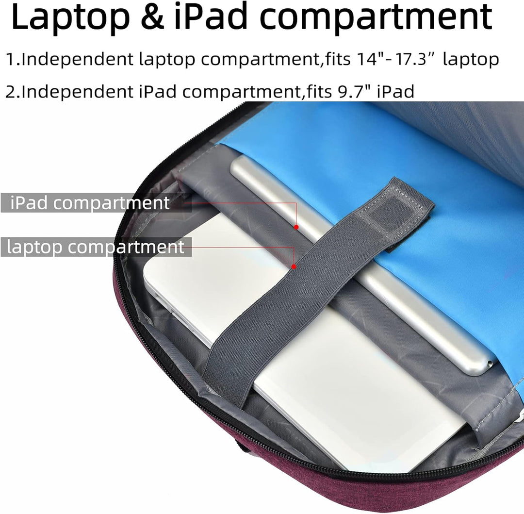 Zwarte waterbestendige reisrugzak, met laptopcompartiment en externe USB-aansluiting.