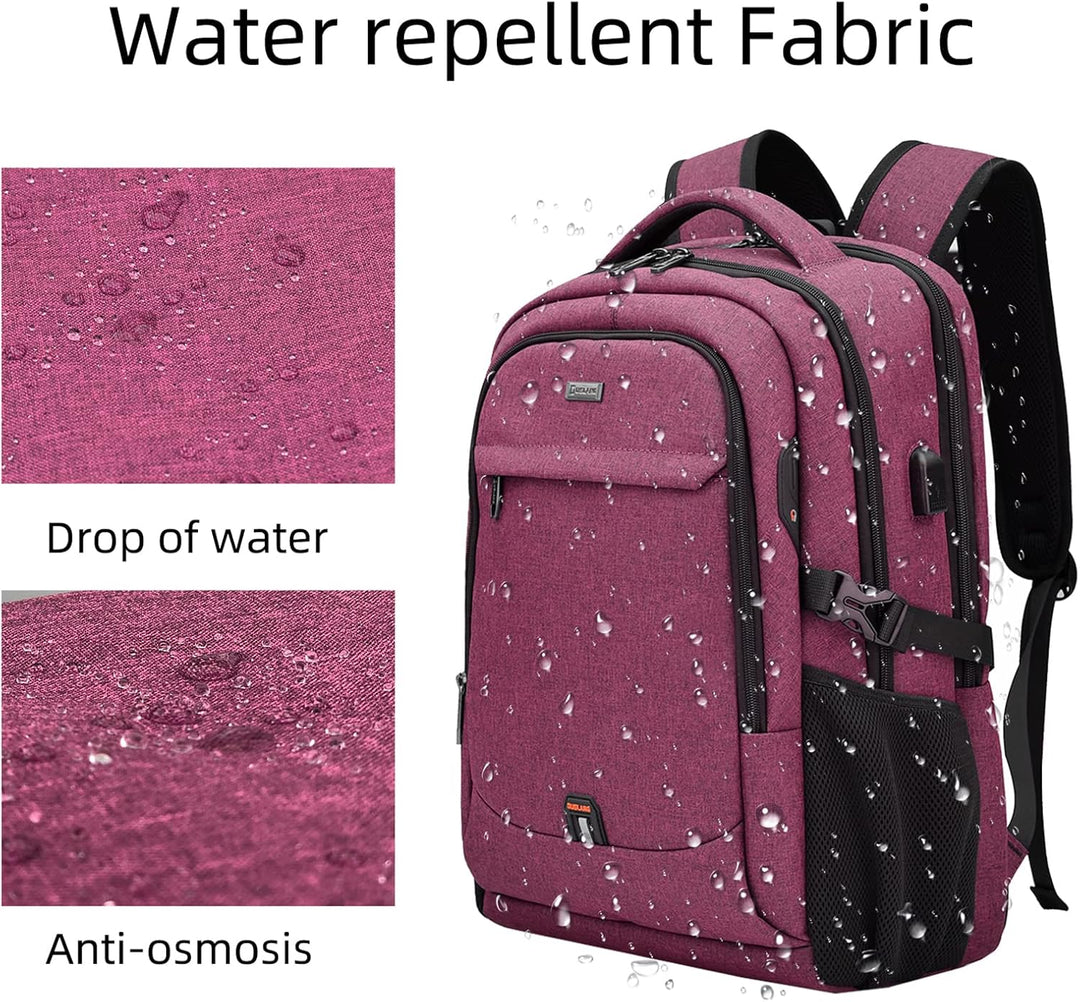 Blauwe unisex laptoprugzak, anti-diefstal, met USB-poort en slimme opbergruimte.