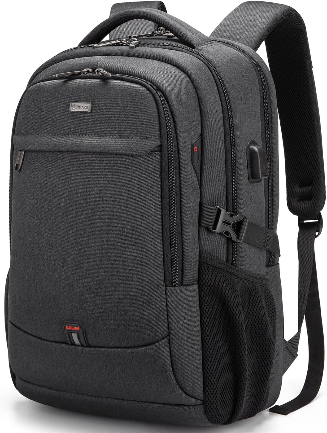 Roze waterbestendige laptoprugzak, ideaal voor reizen, werk of school, met USB-poort.