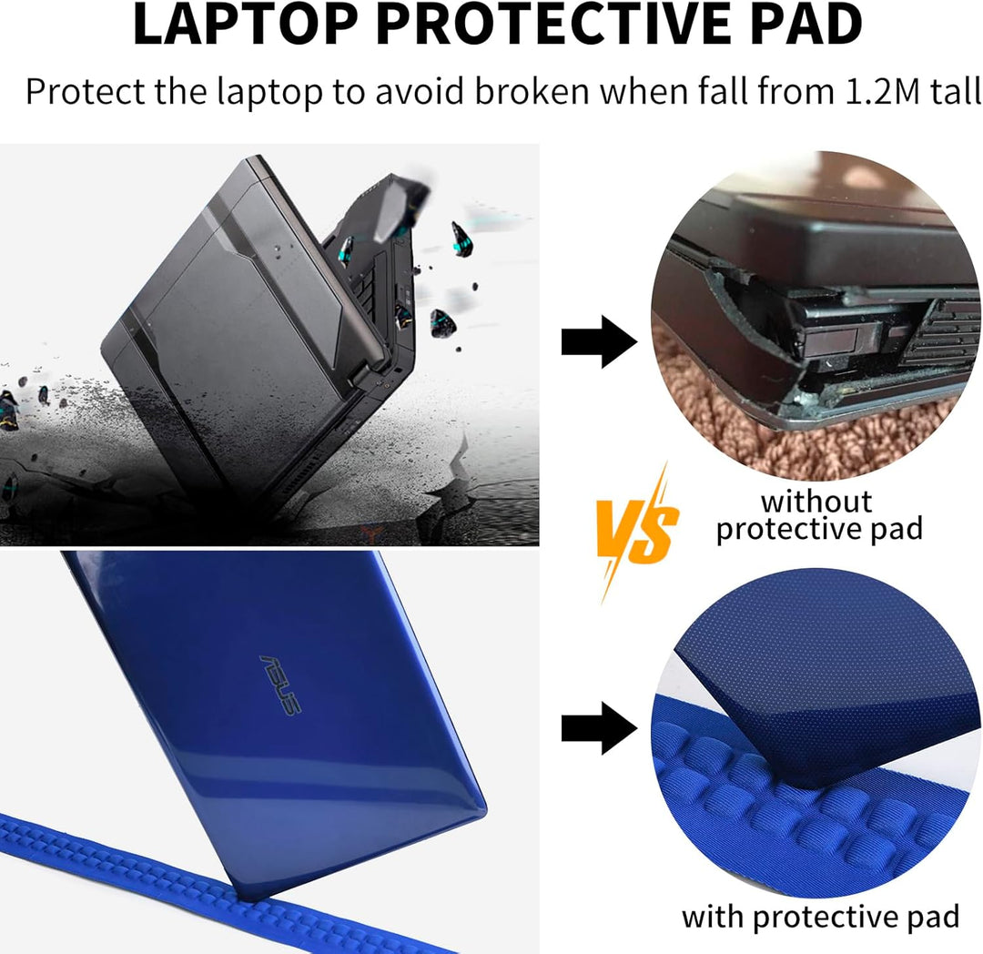 Blauwe reisrugzak, waterbestendig, met laptopvak en meerdere georganiseerde vakken.
