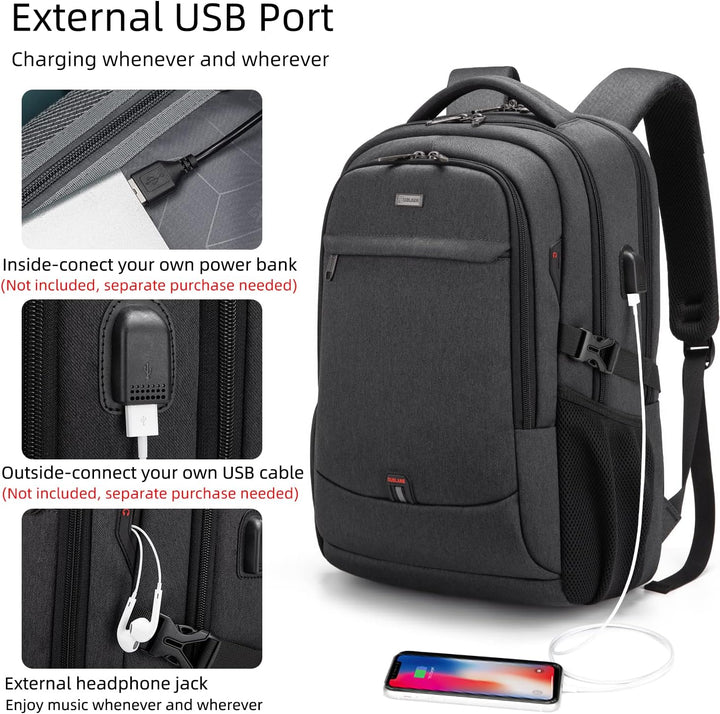 Lichtgrijze schoolrugzak met laptopvak, ruim en voorzien van handige USB-aansluiting.