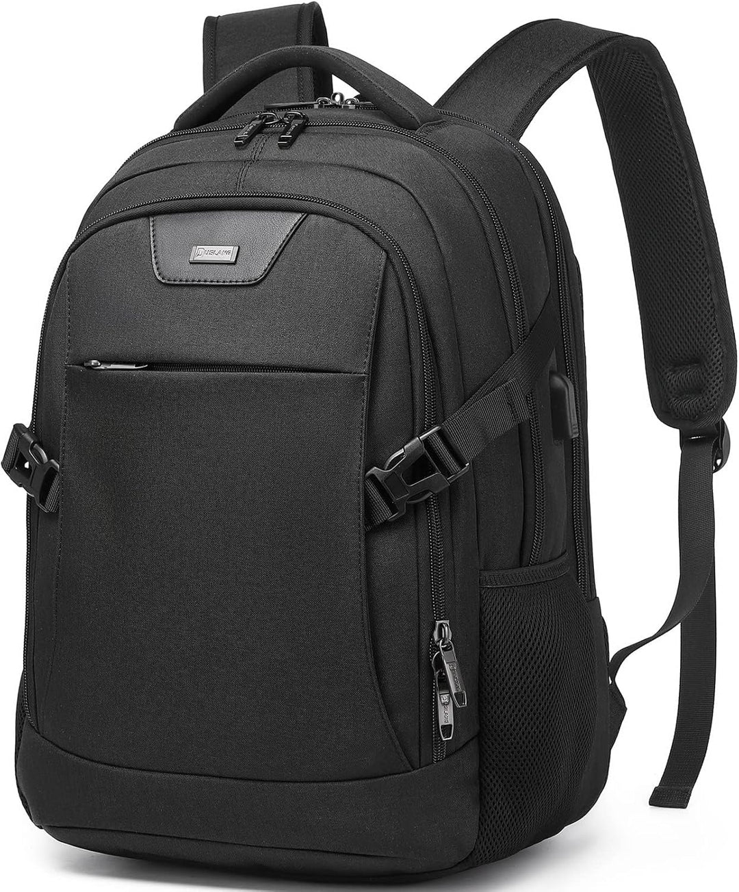 Lichtgrijze unisex reisrugzak, compact, met USB-poort en slimme opbergoplossingen.