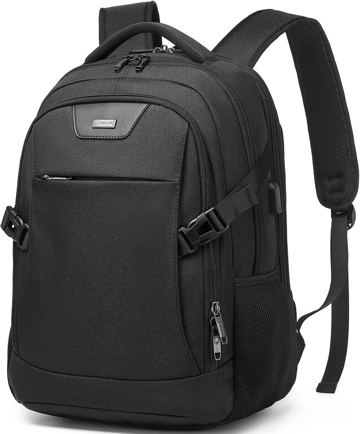 Lichtgrijze unisex reisrugzak, compact, met USB-poort en slimme opbergoplossingen.