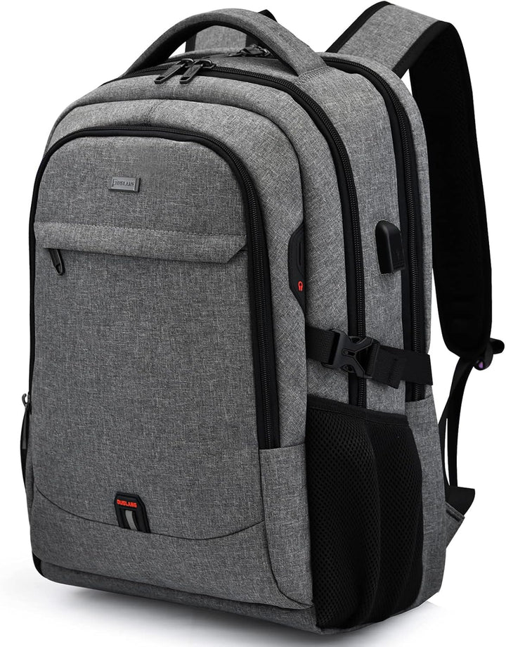 Roze unisex laptoprugzak met USB-poort, waterafstotend en anti-diefstal functies.