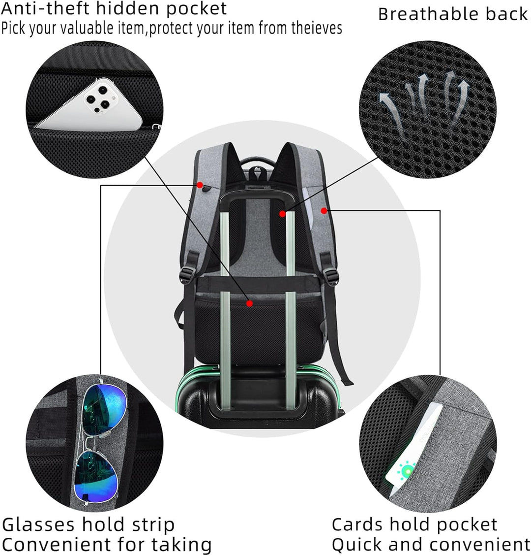 Roze waterbestendige laptoprugzak met USB-poort, comfortabel en ruim.