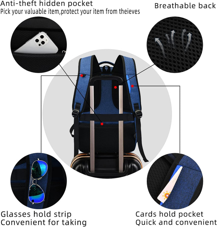 Compacte zwarte unisex reisrugzak met USB-poort, ideaal voor dagelijks gebruik.