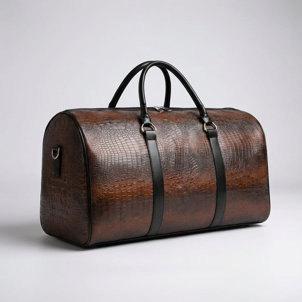 Donkerbruine duffel reistas Spaceline, verstelbare schouderband, ruime unisex tas voor reizen en sport.