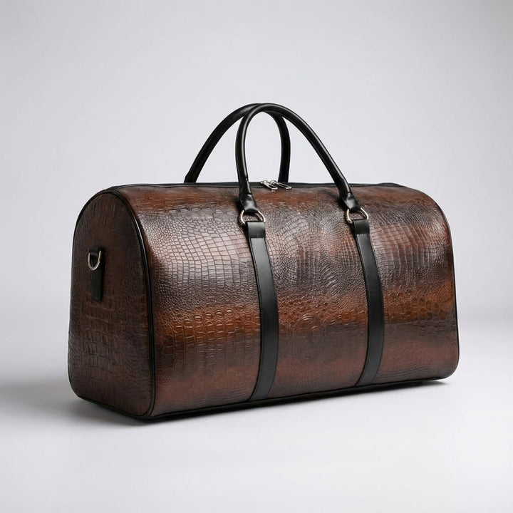 Donkerbruine duffel reistas Spaceline, verstelbare schouderband, ruime unisex tas voor reizen en sport.