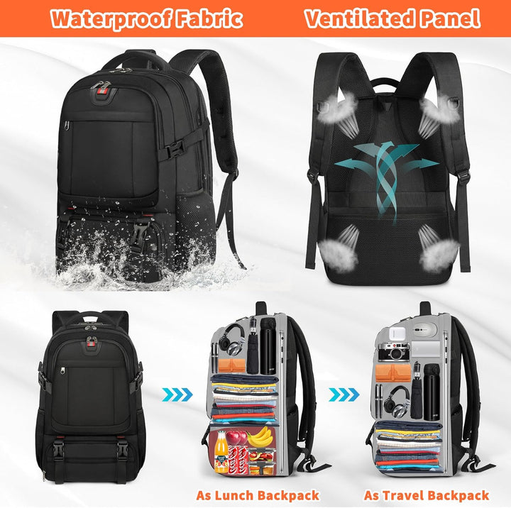 Robuuste unisex rugzak voor reizen, school en werk. Inclusief lunchvak en USB-oplaadpoort.