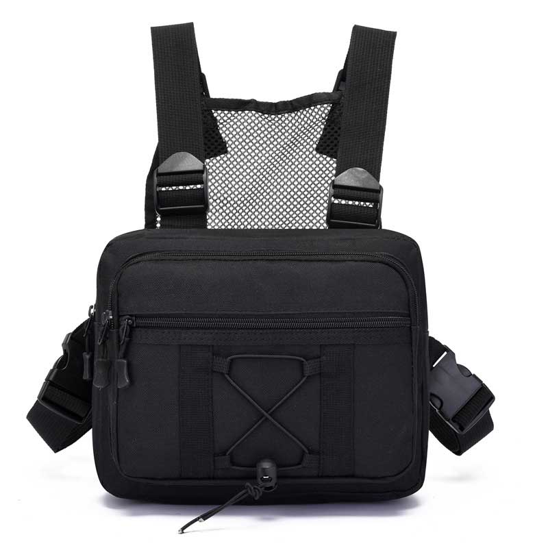 Unisex tactische borsttas met verstelbare banden, ideaal voor wandelen, kamperen en festivals.
