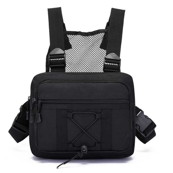 Unisex tactische borsttas met verstelbare banden, ideaal voor wandelen, kamperen en festivals.